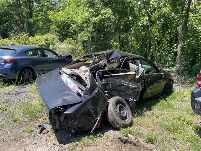 Right next to my car was this mangled Toyota Camry.  Whoever was involved in that crash probably didn't get to walk away...