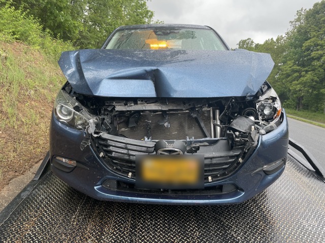 The impact completely missed the structural bumper and destroyed all the softer stuff right above it.