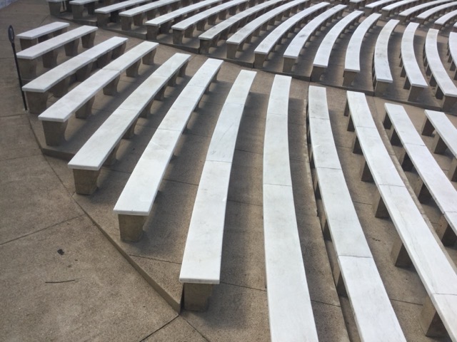 Arcing seats of a public amphitheatre in Washington, DC. (2017)
