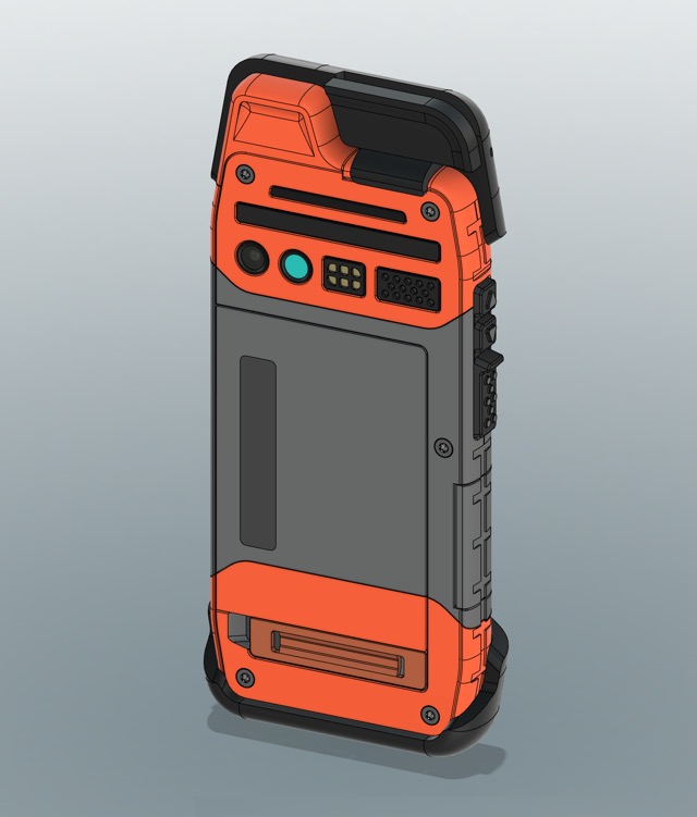 Concept for a latching holster you might see mounted on a belt.