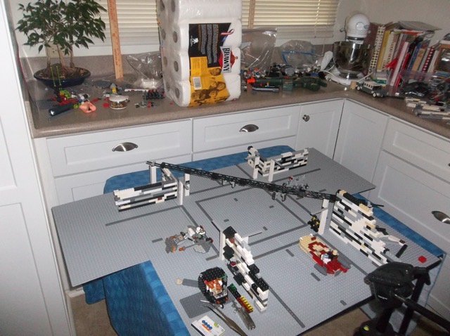 Portraying large open areas wasn't easy.  The amount of floor space we needed tried my poor mother's patience.