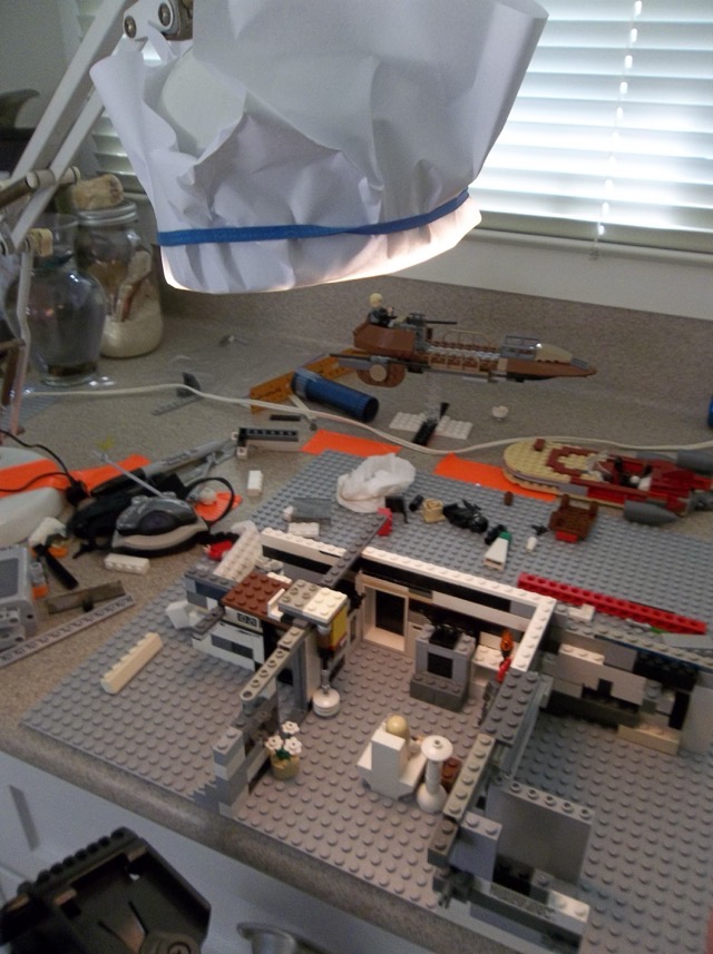 All of the buildings had removable ceilings and walls for interior shots.