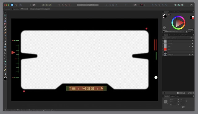 Having abandoned my custom software, I used Affinity Designer to produce this overlay for a scene in the final edit.