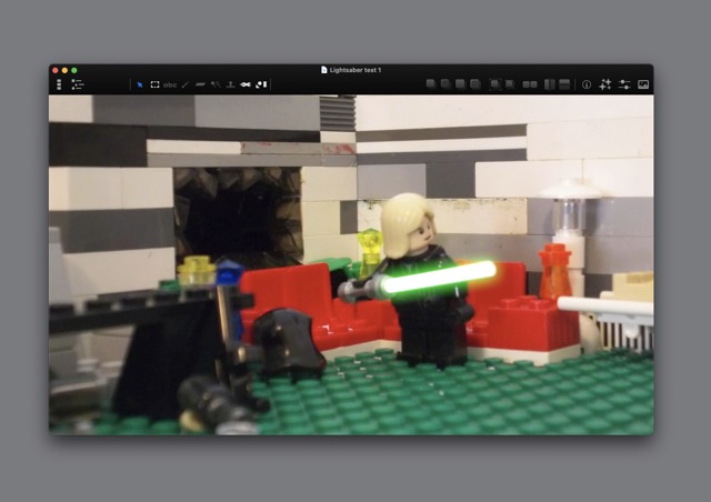 Rotoscoped lightsaber glow effect.