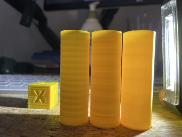 A botched calibration caused the bed to fluctuate wildly in temperature.  Thermal expansion shifted the bed up and down,  affecting layer formation. (2022)