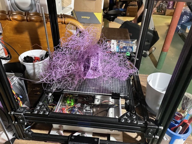 Trying to use a biodegradable filament called PHA.  Unfortunately, the stuff I had turned out to be total junk. (2022)