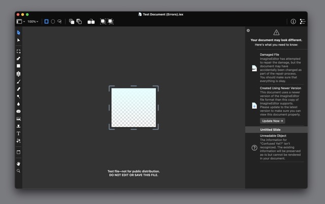 This time around, the most advanced test file I had was something that demonstrated recovery of file corruption.