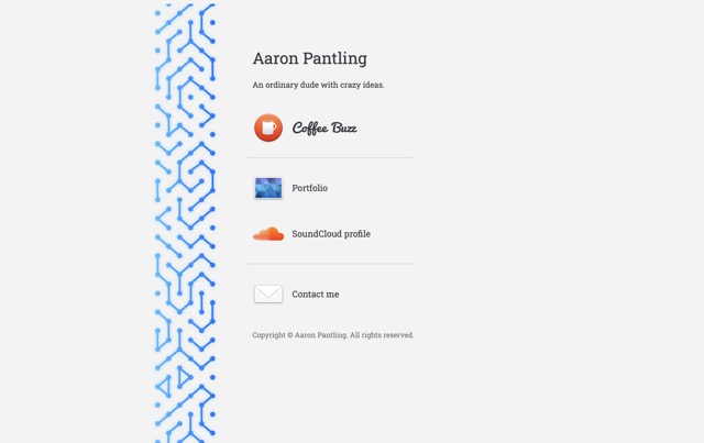 My home page, little more than a digital business card.