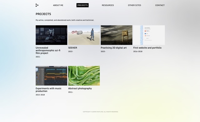 First pass at the general look of the site.  With all the different content I wanted to show, putting color in the background quickly caused issues.