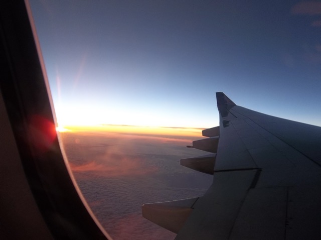 We flew through the night from Hawaii to California.