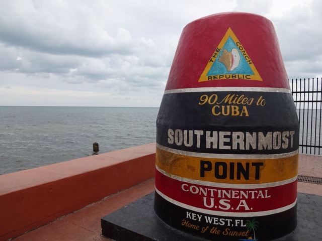 Key West, FL.  Despite its appearance as some kind of navigation marker, this isn't actually THE southernmost point, but it's plenty close enough.