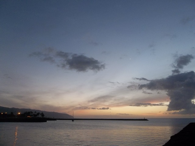 Twilight in Haleiwa, Oahu, a world-famous surfing spot. (2014, color graded)