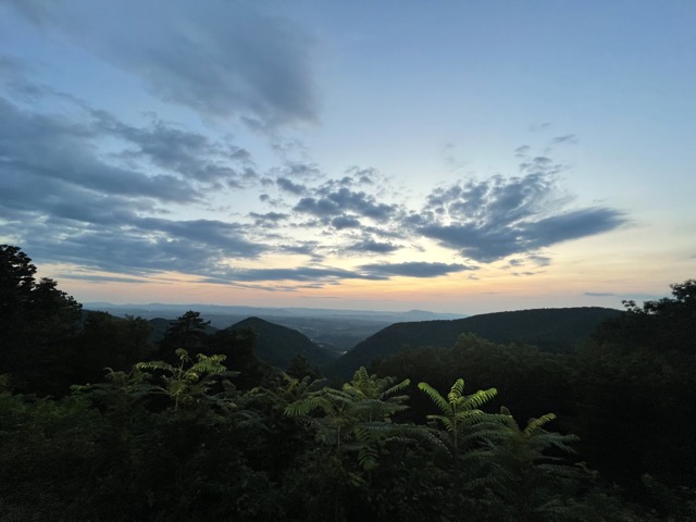 Scenic overlook on the Blue Ridge Parkway, looking toward Lexington, VA. (2024)