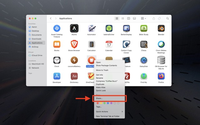 Send a copy of the application to another Mac.