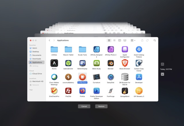 Retrieve a lost copy of the application using Time Machine.